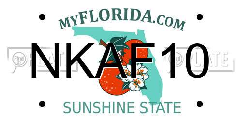 NKAF10 Florida License Plate