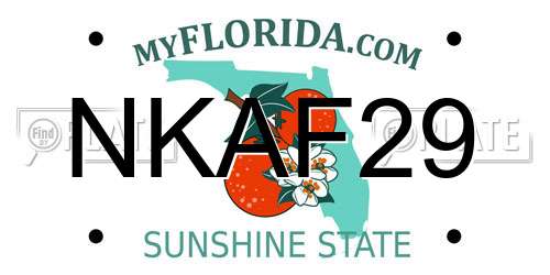 NKAF29 Florida License Plate