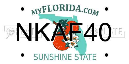 NKAF40 Florida License Plate