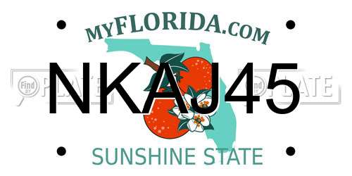NKAJ45 Florida License Plate