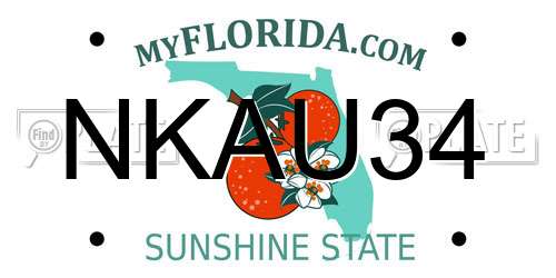 NKAU34 Florida License Plate