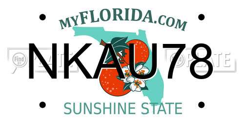 NKAU78 Florida License Plate