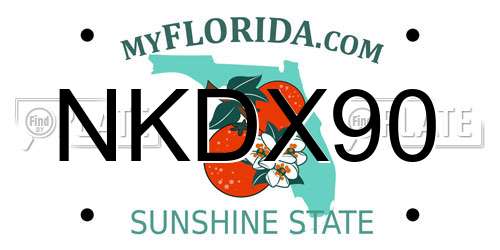 NKDX90 Florida License Plate