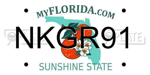 NKGR91 Florida License Plate