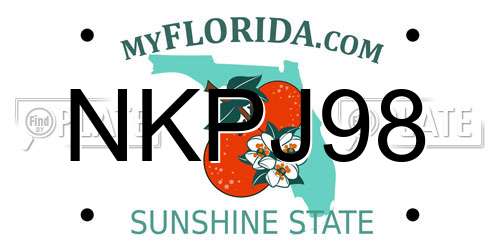 NKPJ98 Florida License Plate
