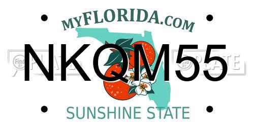 NKQM55 Florida License Plate