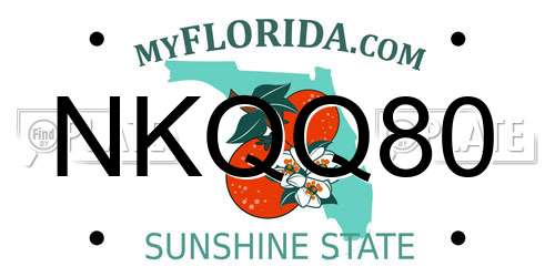 NKQQ80 Florida License Plate