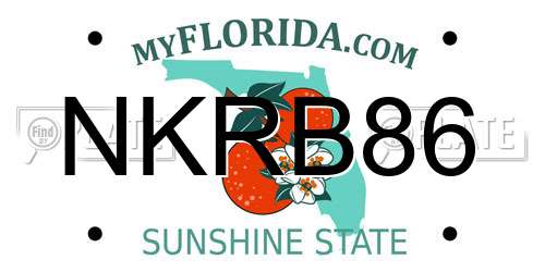 NKRB86 Florida License Plate