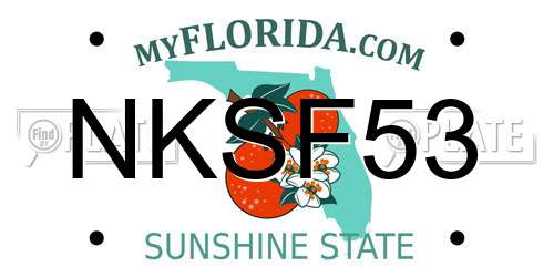 NKSF53 Florida License Plate