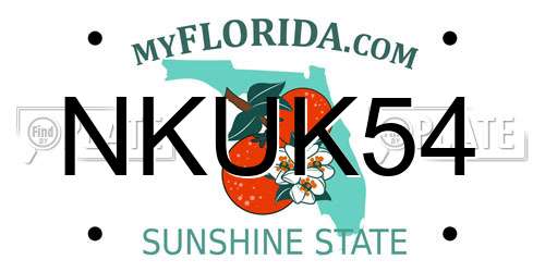 NKUK54 Florida License Plate