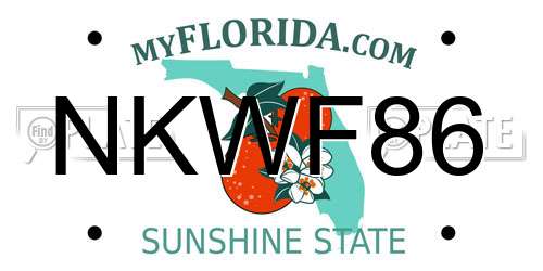 NKWF86 Florida License Plate
