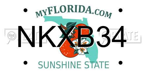 NKXB34 Florida License Plate