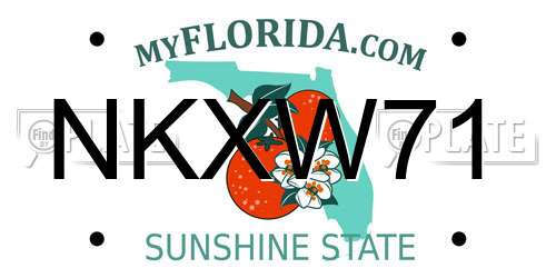 NKXW71 Florida License Plate