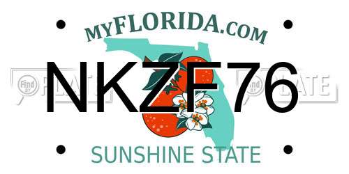 NKZF76 Florida License Plate