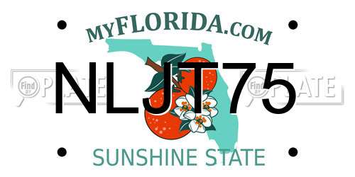 NLJT75 Florida License Plate