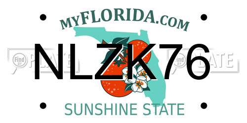 NLZK76 Florida License Plate