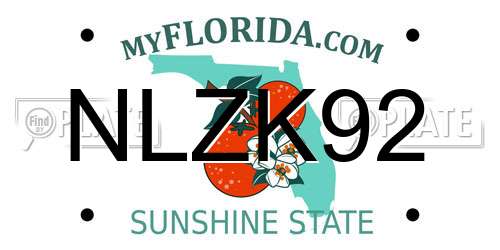 NLZK92 Florida License Plate