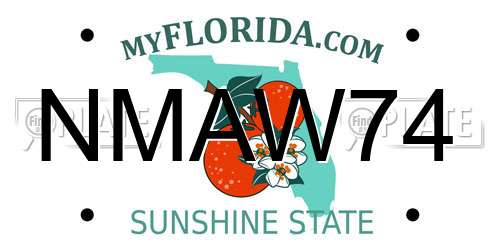 NMAW74 Florida License Plate