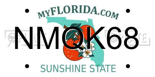 NMQK68 Florida License Plate