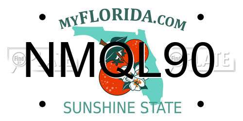 NMQL90 Florida License Plate