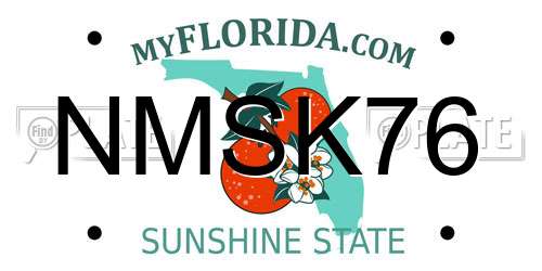 NMSK76 Florida License Plate