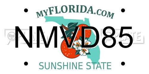 NMVD85 Florida License Plate