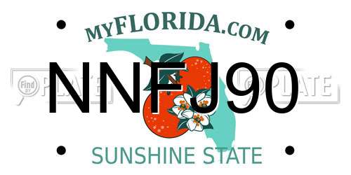 NNFJ90 Florida License Plate