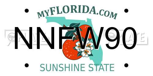 NNFW90 Florida License Plate