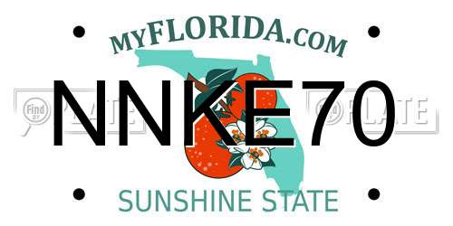NNKE70 Florida License Plate