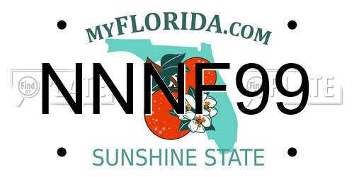 NNNF99 Florida License Plate