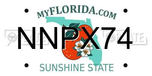 NNPX74 Florida License Plate