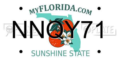 NNQY71 Florida License Plate