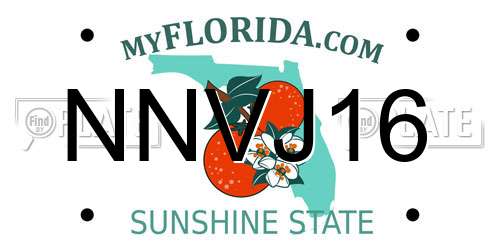 NNVJ16 Florida License Plate
