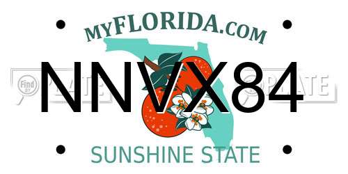 NNVX84 Florida License Plate