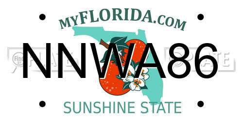 NNWA86 Florida License Plate