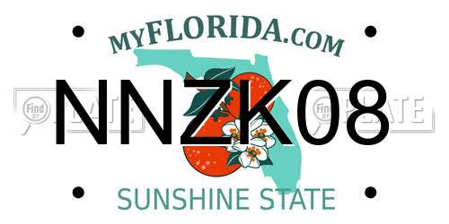 NNZK08 Florida License Plate