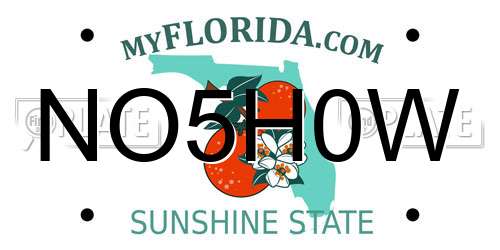 NO5H0W Florida License Plate