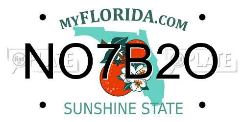 NO7B2O Florida License Plate