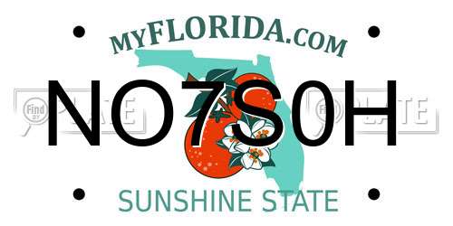 NO7S0H Florida License Plate