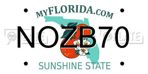 NOZB70 Florida License Plate
