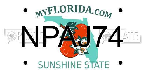 NPAJ74 Florida License Plate