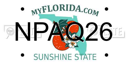 NPAQ26 Florida License Plate