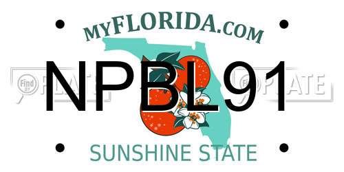 NPBL91 Florida License Plate