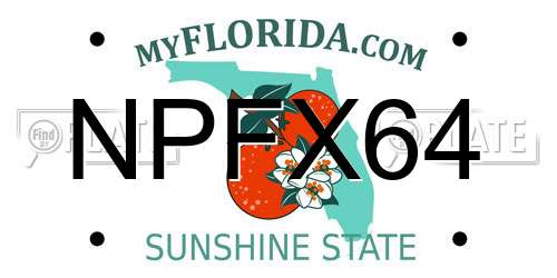 NPFX64 Florida License Plate