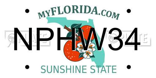 NPHW34 Florida License Plate