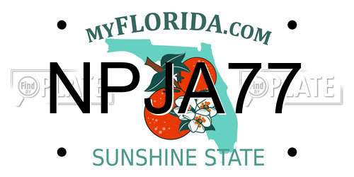 NPJA77 Florida License Plate