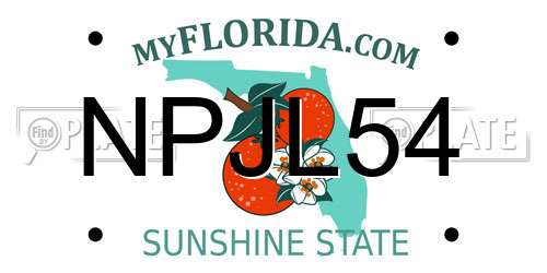 NPJL54 Florida License Plate