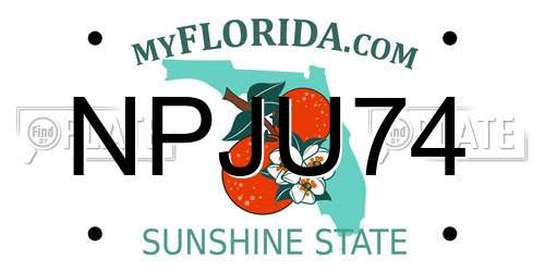NPJU74 Florida License Plate