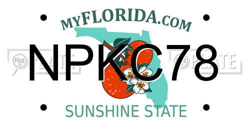 NPKC78 Florida License Plate