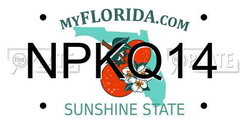 NPKQ14 Florida License Plate